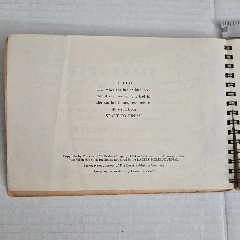 Vintage 1950s Start to Finish Cookbook Ann‎ Batchelder Ladies Home Journal